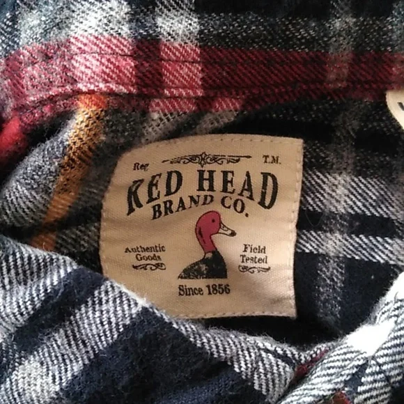 RedHead -Men's Plaid Button-Up Shirt - Red and Black XLT - Picture 5 of 6